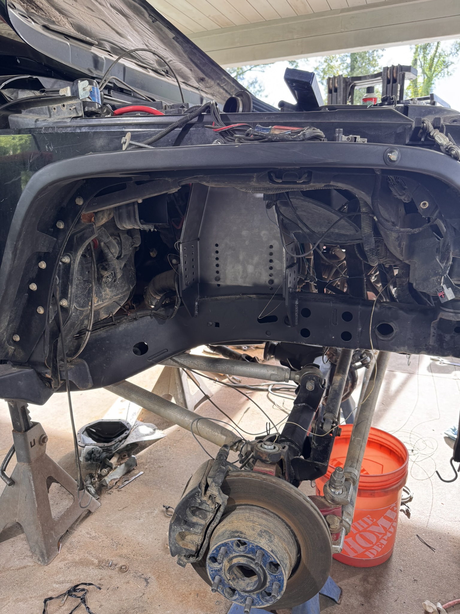 Custom front suspension fabrication and mounting work on Project Dynamite